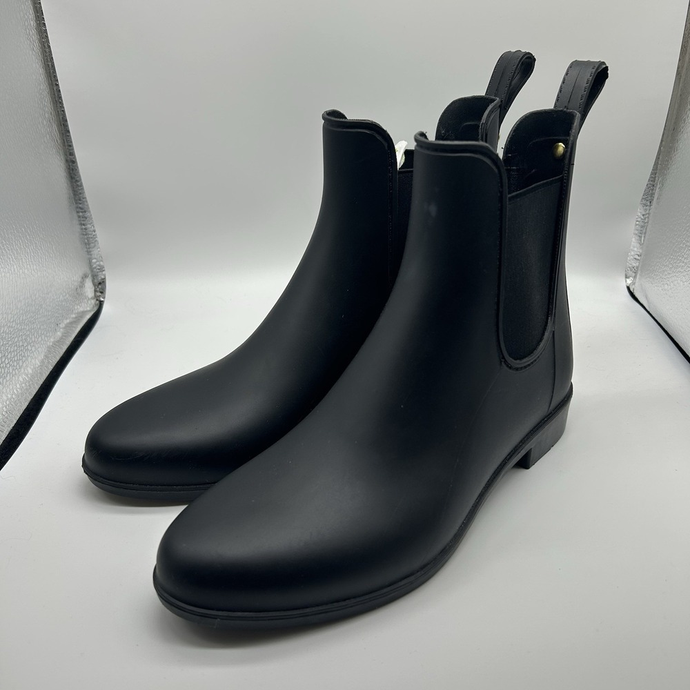 Sam Edelman Women's 7 Glossy Black Tinsley Chelsea Rain Boots Waterproof